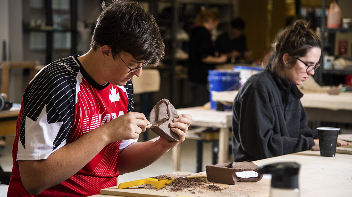 Student working on ceramics 